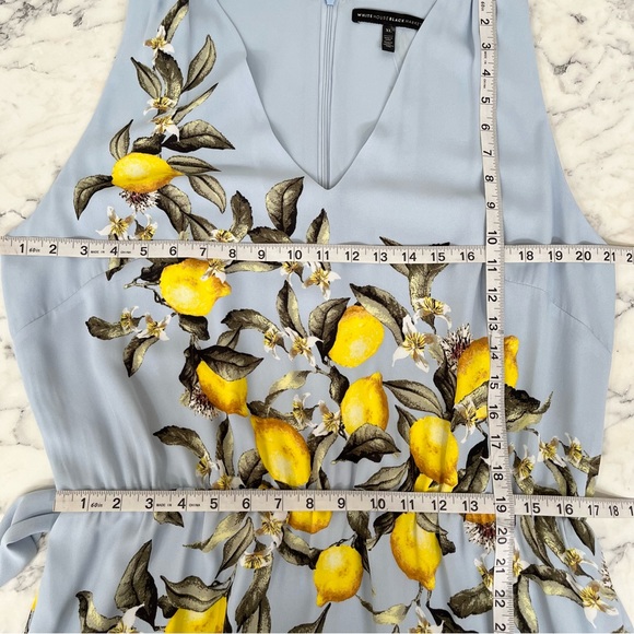 WHBM Blue Sleeveless Lemon Print Tea Midi Dress High Low Hem XL - Picture 10 of 16